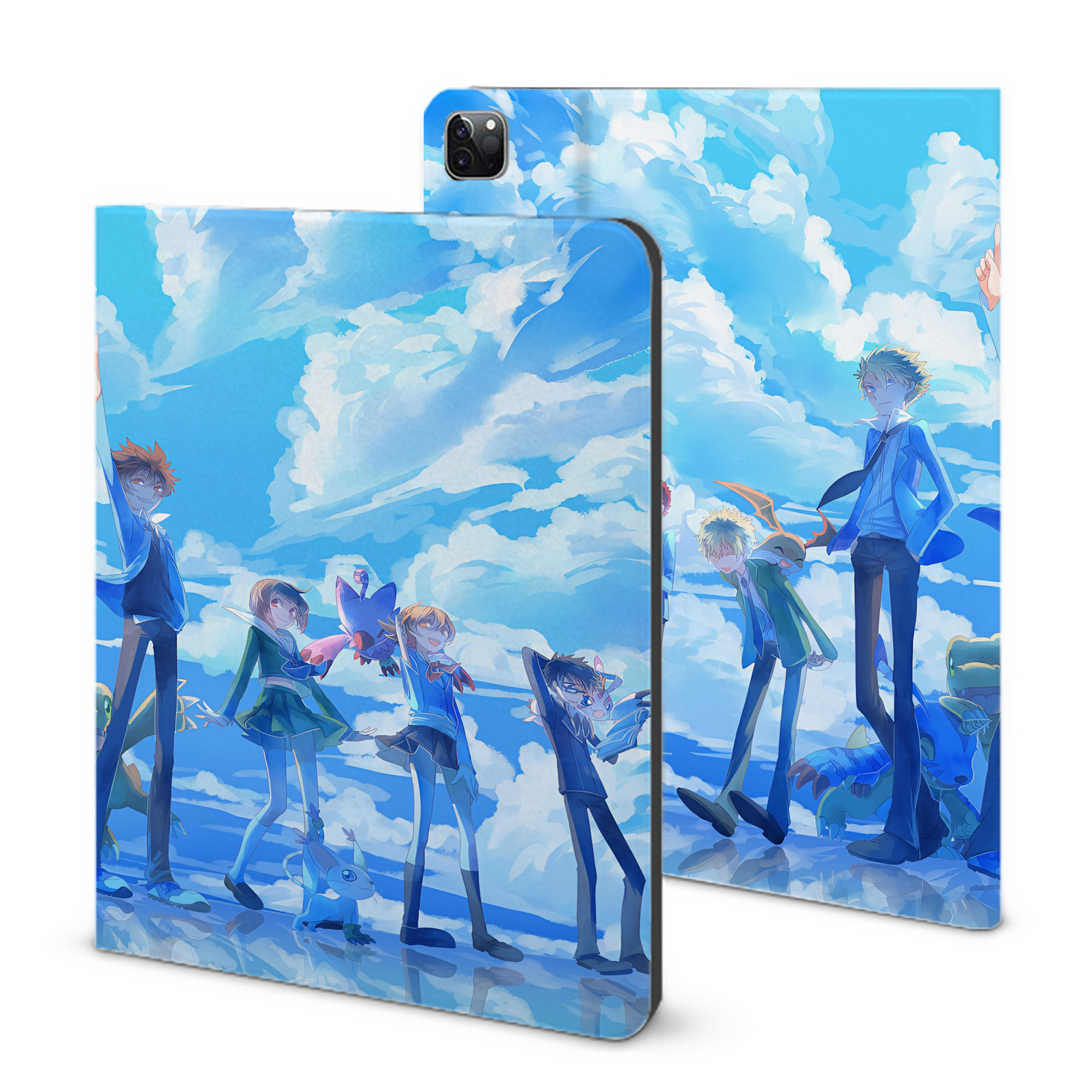 （画像用） Digimon デジタルモンスター/デジモン IPad ケース ブック型 PUレザー TPU 耐衝撃 軽量 薄型 ペン収納なし 全面保護 IPad 各モデル対応